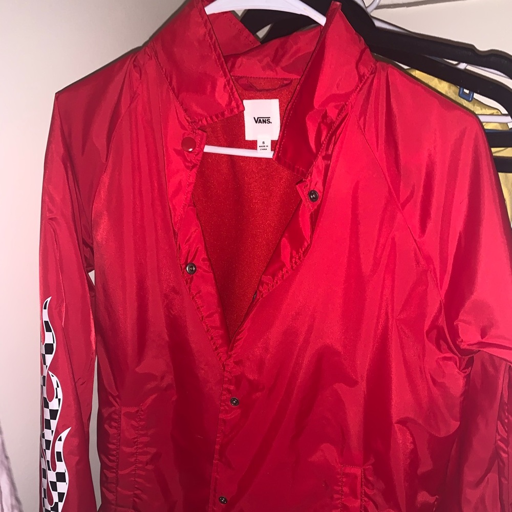 Vans red rain coat